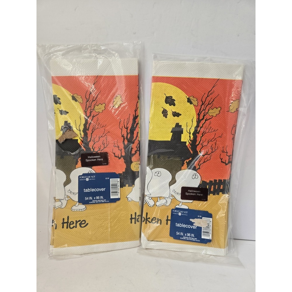 Vintage American Greetings tablecloth paper Halloween spooken here pair